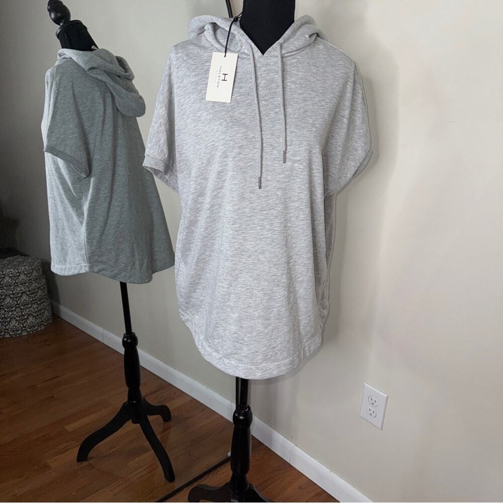 Halston Studio Sport Pullover Hoodie Gray Size M New